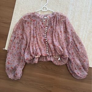 Zara Paisley Button-Up Blouse in Red and Pink